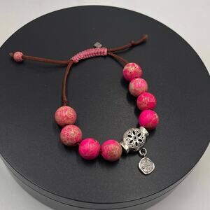 SILPADA 925 Sterling Silver Fuchsia Jasper "BEST‎ TREND" Bracelet B2876 RETIRED
